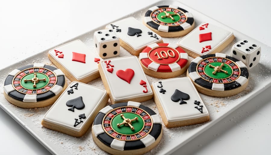 Close-up of hands decorating a heart-shaped cookie with royal icing using a piping bag